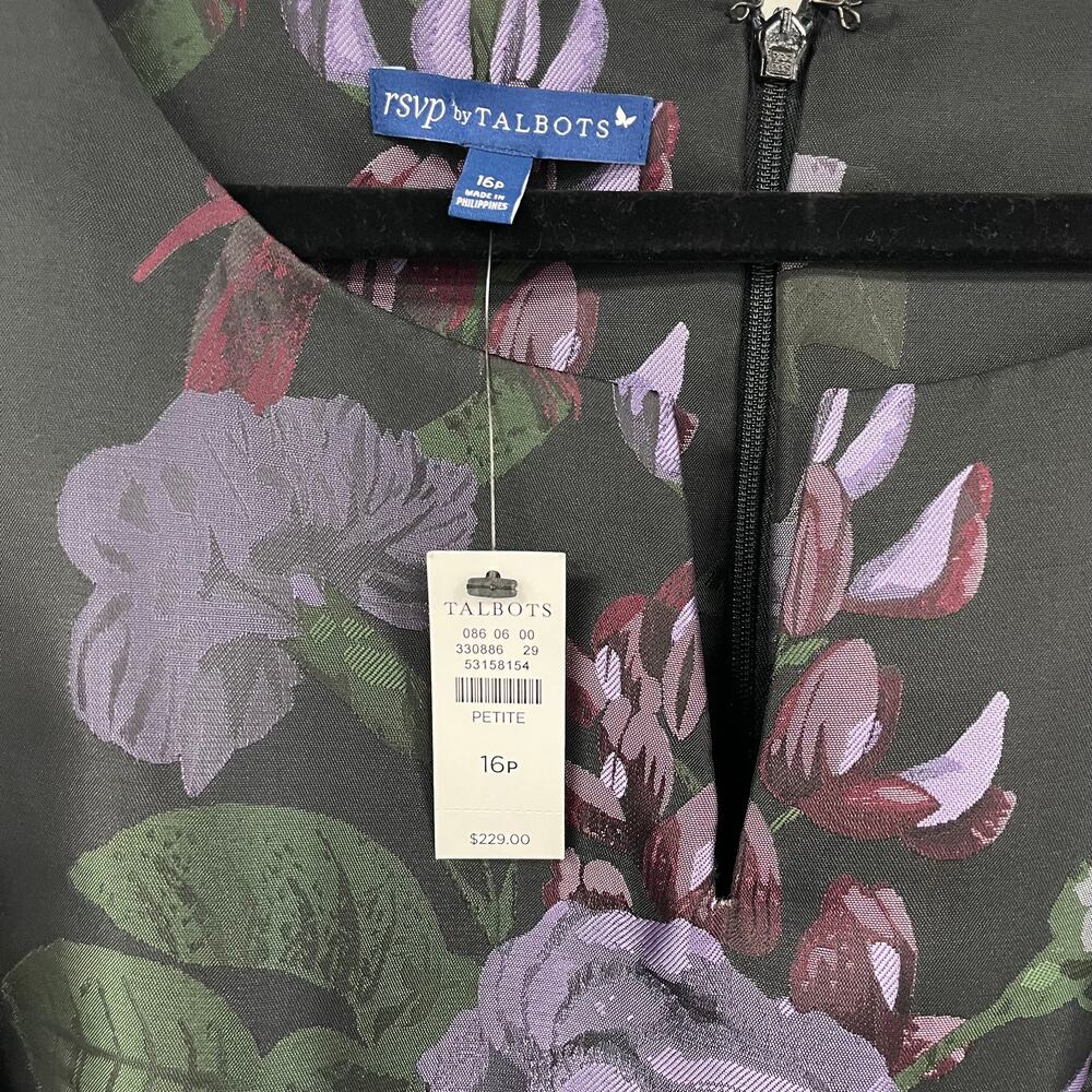 NWT - rsvp Talbots Black Floral A-Line Dress with Purple and Marion Accents - 1 - Picture 6 of 9